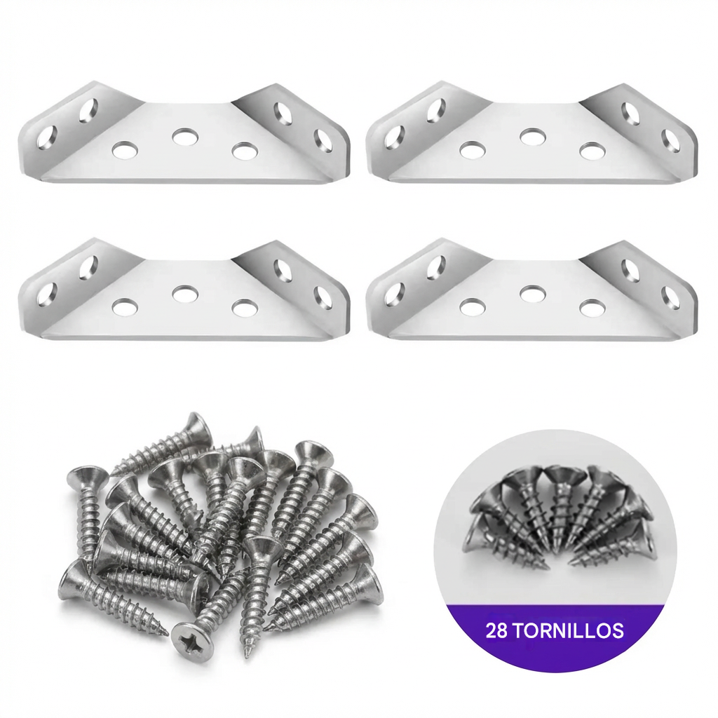 【4/8/16 Juego】Soportes para muebles de acero inoxidable, con tornillos para montaje